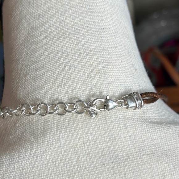 Brighton Venus Rising Necklace Taupe Champagne Swarovski Crystal Brown Cord 17" - Picture 5 of 12